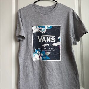 Vans “Print Box” Graphic T-Shirt | Athletic Heather/Dress Blues | Size M